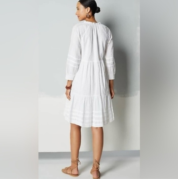 J Jill Dress Womens 2X Lagenlook Coastal Boho Tiered Ruffle Puff Sleeve Cottage - Picture 2 of 15